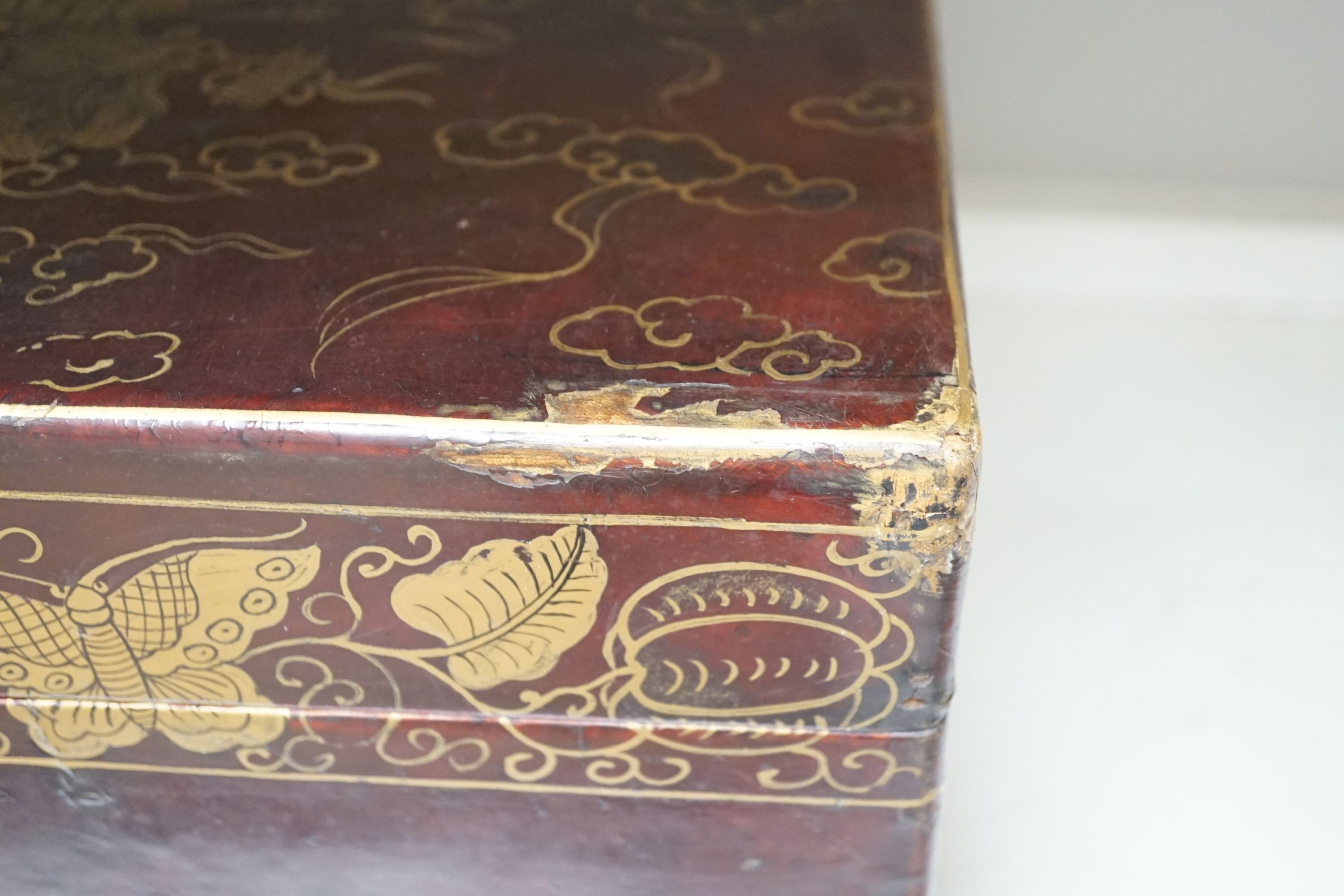 A Chinese gilt lacquered box - 25cm high